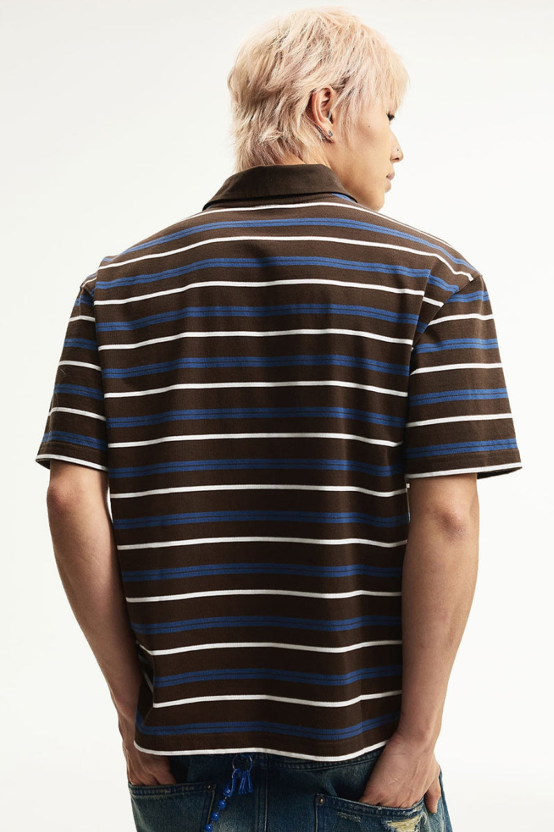 MEDM Shell Embroidery Stripe Couple Tee