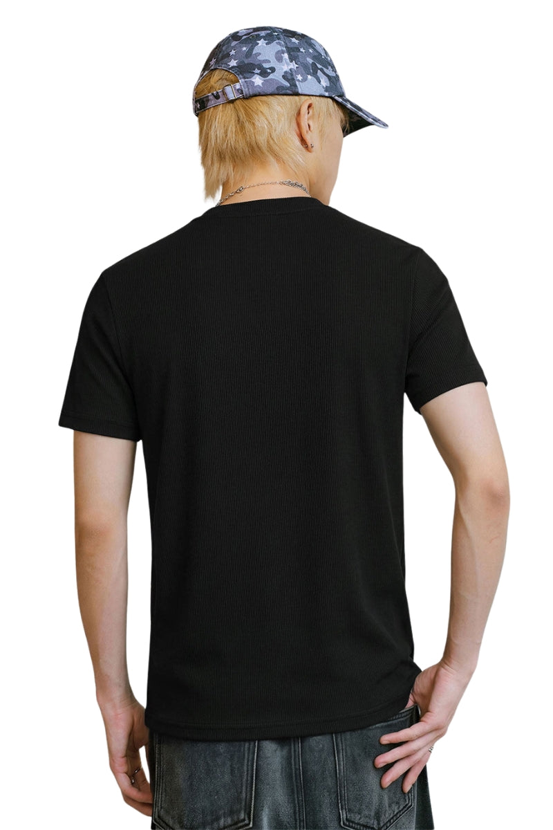 MEDM Letter Embroidery Heavyweight Basic Streetwear Tee
