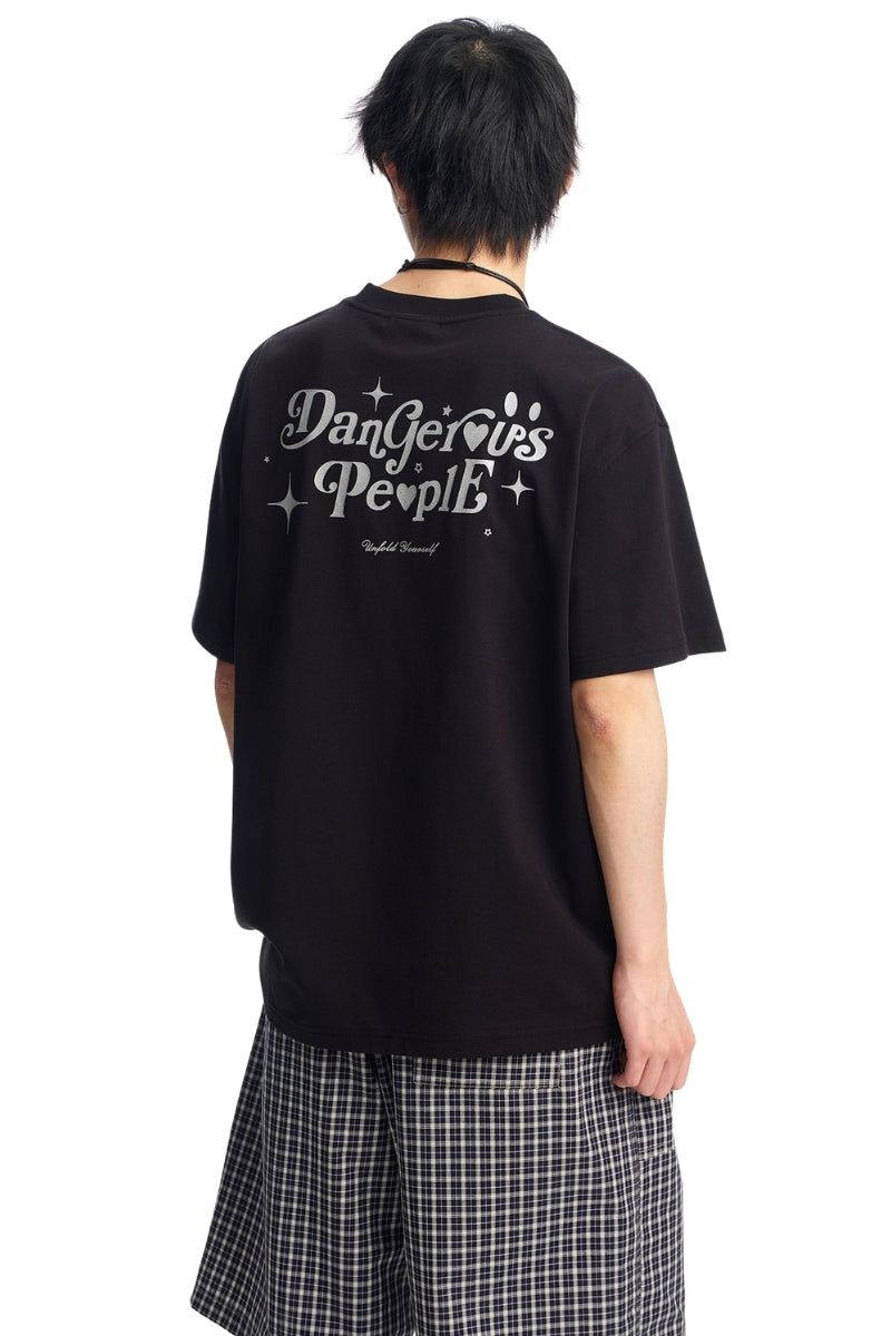 Dangerouspeople DSP Glitter Letter Print Sorona Cool‑Touch Unisex T‑Shirt