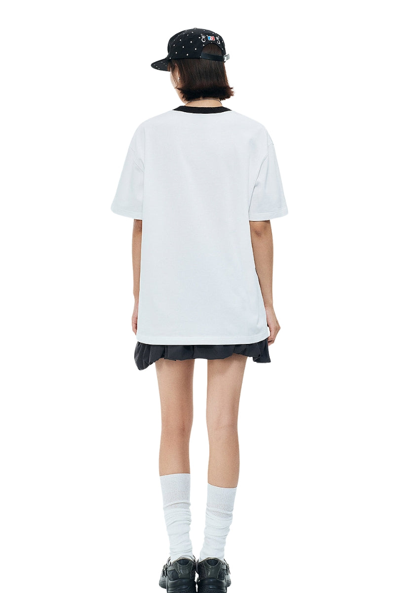 MEDM Color Block Embroidered Casual T-Shirt