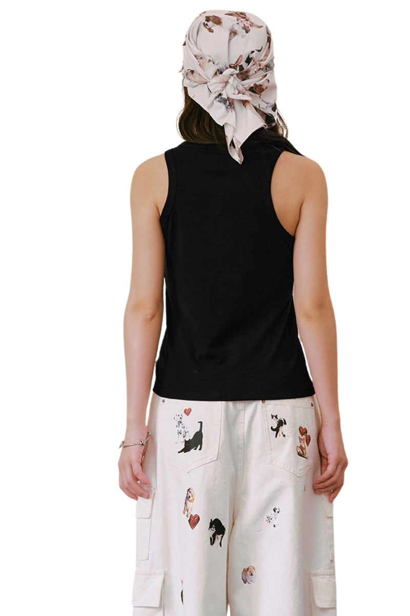 MEDM Dopamine Color 3D Embroidery Women Racerback Tank