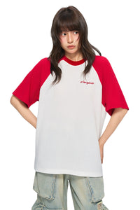 AFGK Waffle Raglan Tee American Campus Unisex Color Block Casual T-shirt