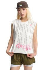Dangerouspeople DSP Contrast Graffiti Loose Tank Top Sorona Cool‑Feel Sleeveless Shirt