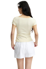 Dangerouspeople DSP Stretch Knit Embroidered Dog Slim Waist Fitted Tee