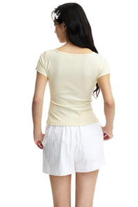 Dangerouspeople DSP Stretch Knit Embroidered Dog Slim Waist Fitted Tee