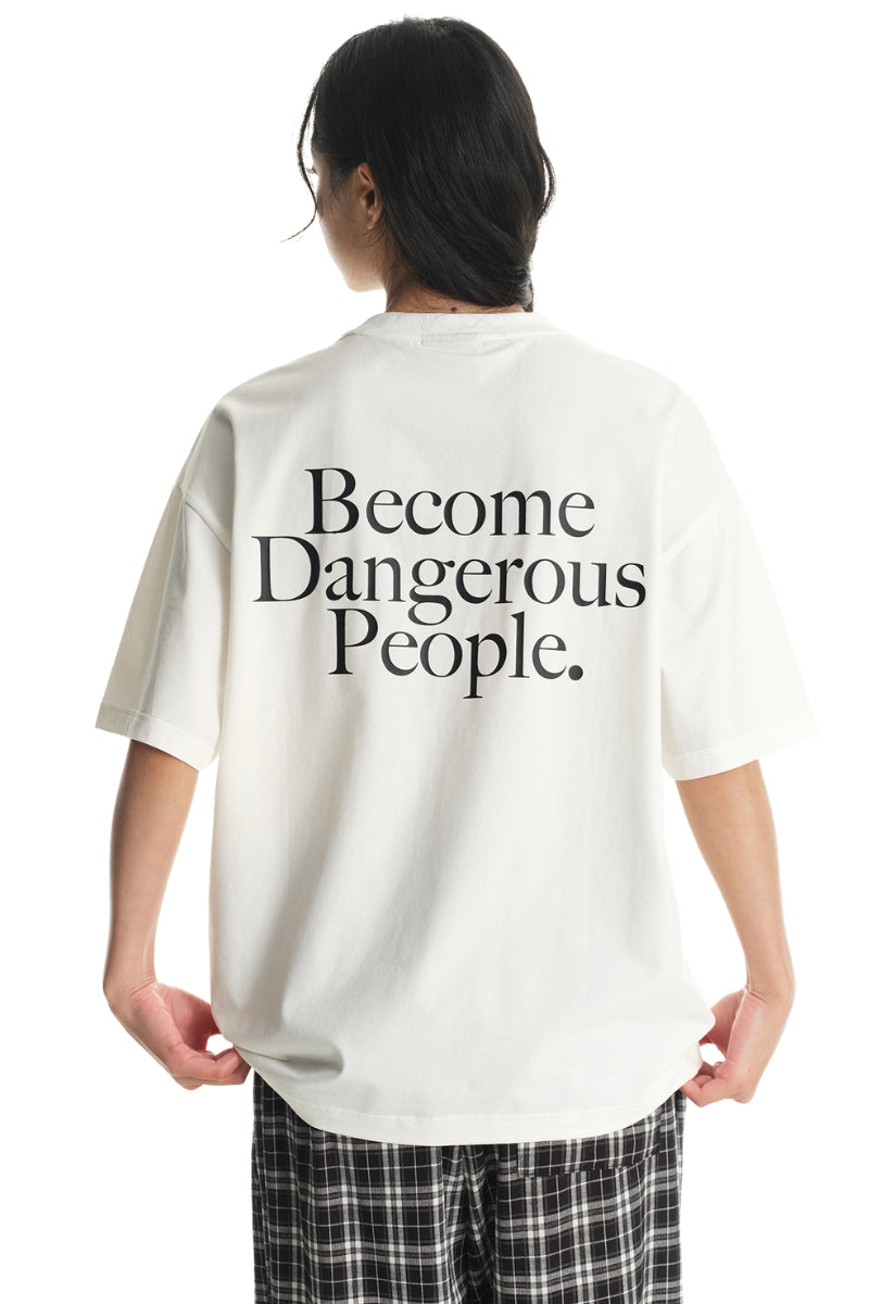 DangerousPeople DSP Letter Print Pocket Loose‑Fit Crew Neck Tee