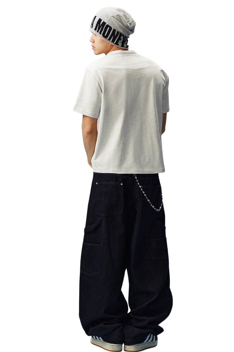MEDM Henley Embroidery Fake Two-Piece Tee