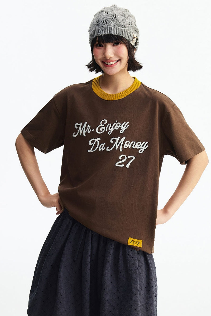 MEDM Colorful Knitted Collar T-shirt