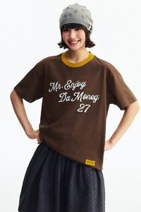 MEDM Colorful Knitted Collar T-shirt