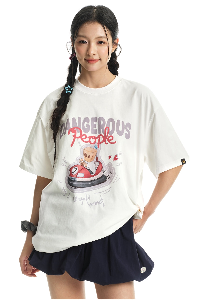 Dangerouspeople｜Bumper Car Print Cotton T‑Shirt
