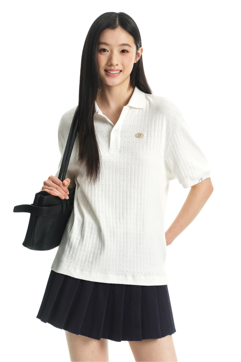 DangerousPeople DSP Women's Loose‑Fit Rose Logo Polo Shirt