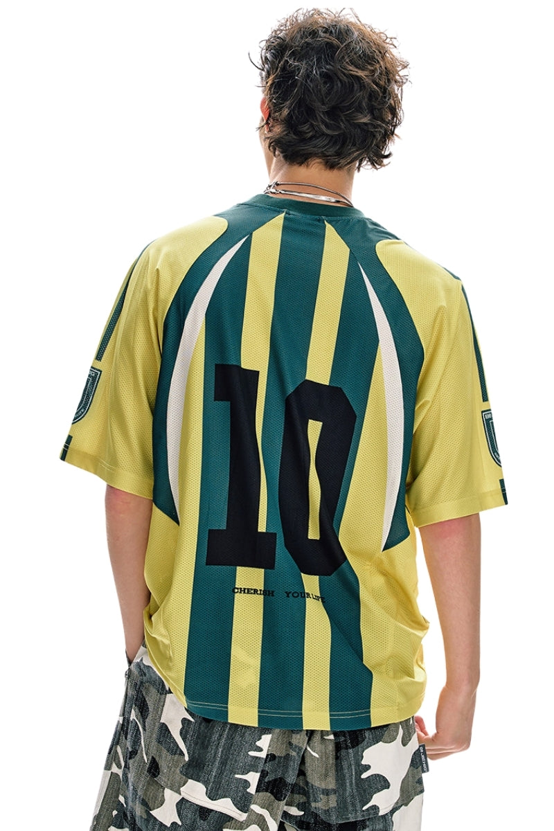 BJHG City Traverse Series Jersey Stripe T‑Shirt Men Summer Breathable Sports Top