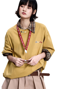 BJHG Unisex Heavyweight‑Cotton Embroidered Short‑Sleeve Tee, American Retro Loose‑Fit Couple Top