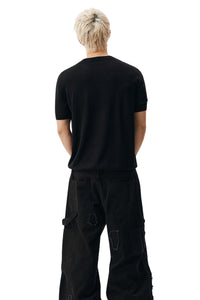 MEDM Contrast Logo Cherry Knit Oversized Unisex Tee