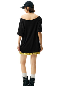 MEDM Slant Shoulder Graffiti Print Casual Women T-shirt
