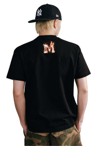 MEDM Flame Letter Logo Unisex Loose Street T-Shirt
