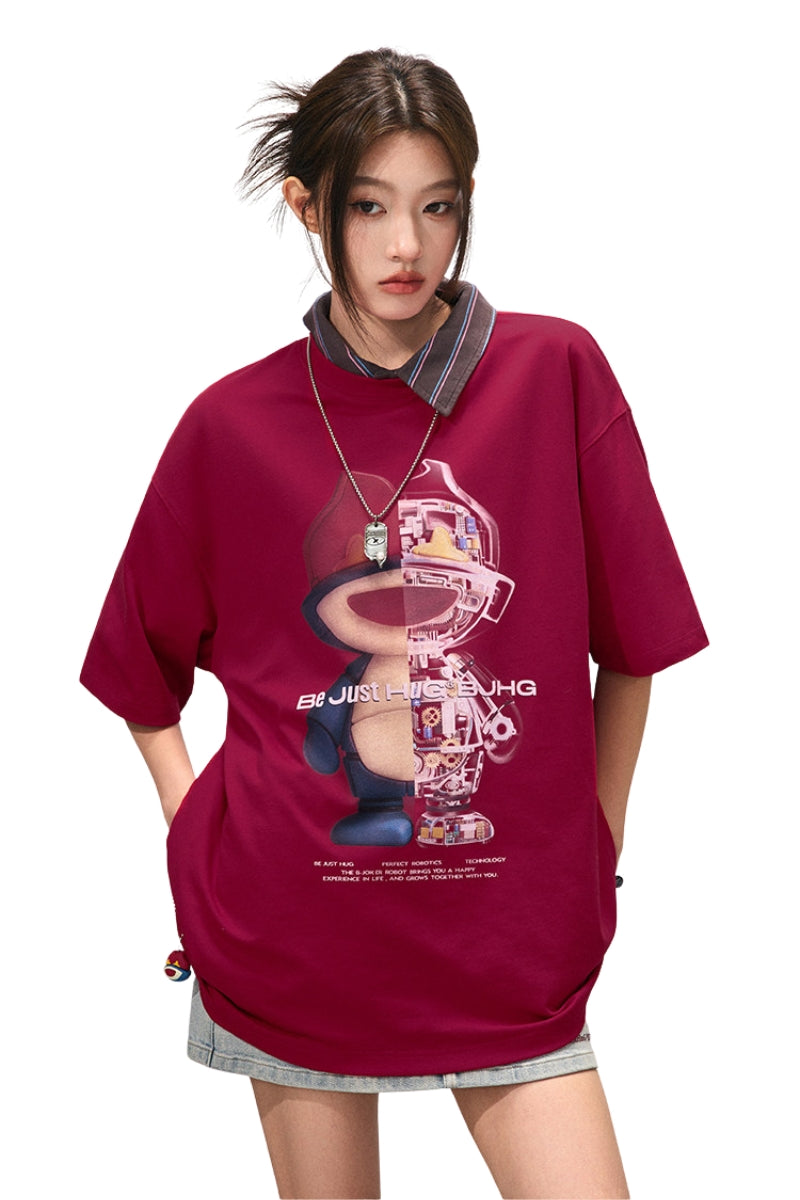BJHG Unisex Cool‑Touch Quick‑Dry UV‑Protection Cartoon Graphic Short‑Sleeve Tee
