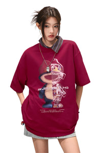 BJHG Unisex Cool‑Touch Quick‑Dry UV‑Protection Cartoon Graphic Short‑Sleeve Tee