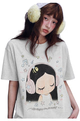 MEDM x Iria Mailbox Enjoy Music Logo Print Relaxed Slim Short Sleeve T-Shirt