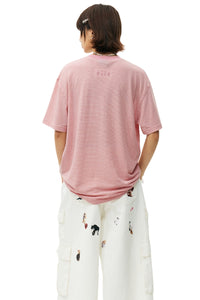 MEDM Striped Heart Letter Print Slim Loose Unisex T-shirt