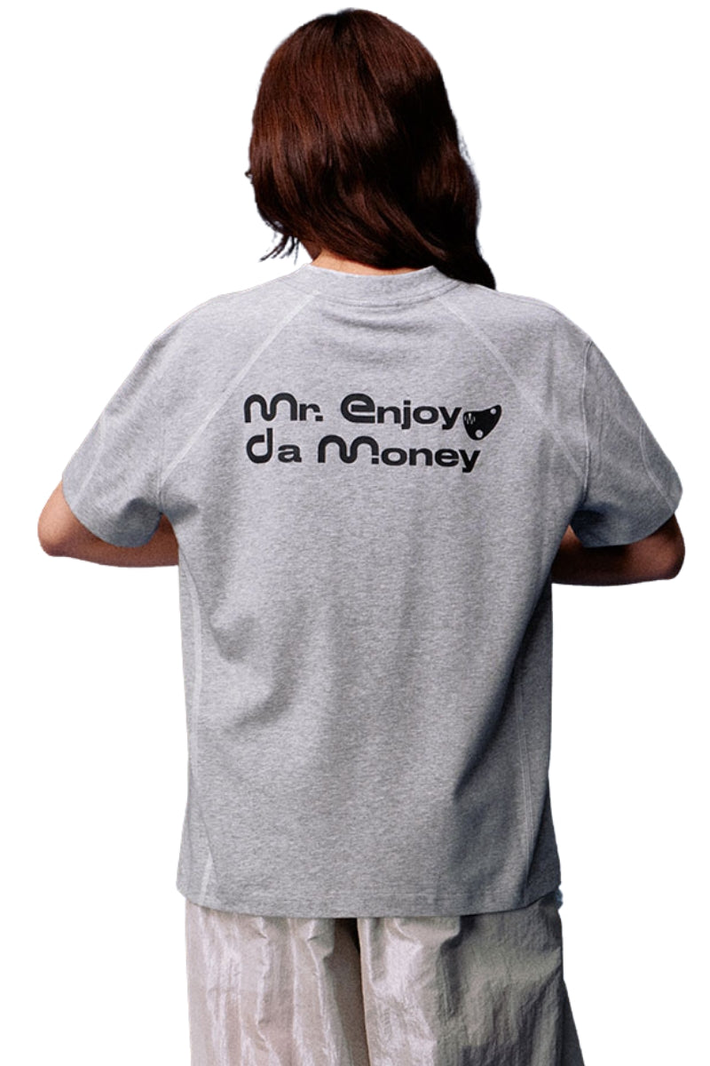MEDM Logo Stitched Raglan Loose Casual T-Shirt