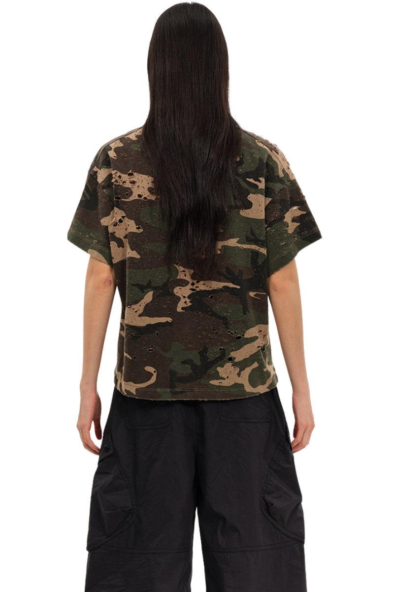 MASONPRINCE Distressed Camo Dual Horse Pique Polo