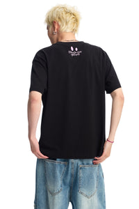 Dangerouspeople DSP Cat Dog Heart Print Drop‑Shoulder Unisex T‑Shirt