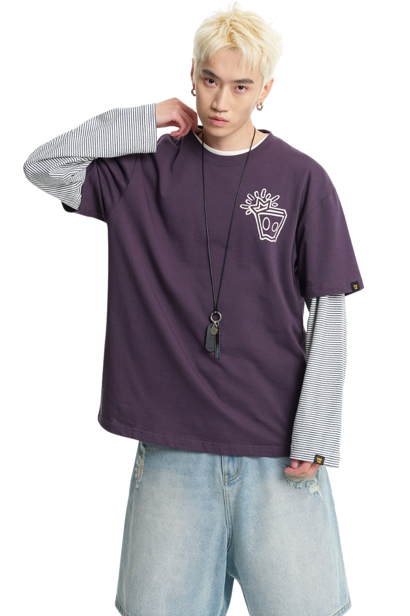 DangerousPeople｜Glow‑in‑the‑Dark Crown D‑Logo Print Cotton T‑Shirt