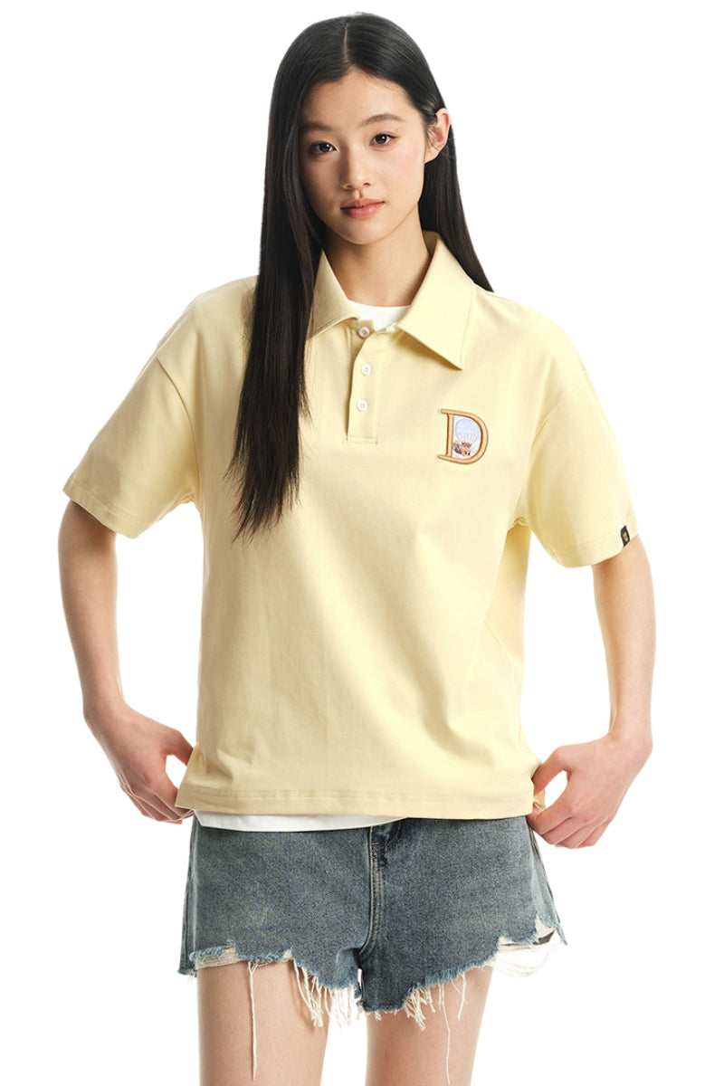 DangerousPeople DSP Vintage Hot‑Air‑Balloon Shell‑Stitch Letter Polo