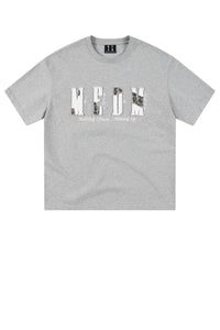 MEDM Contrast Patch Embroidered Logo Oversized Couple Crew Neck Short Sleeve T-Shirt