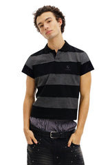 MASONPRINCE Premium 100% Cotton Black‑Grey Stripe Reissue Polo