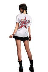 MEDM x EVA NEVER END Chibi Group Figure Star Print Crew Neck Summer Trendy Tee