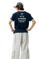 MEDM Racing Logo Print Crew Neck T-Shirt