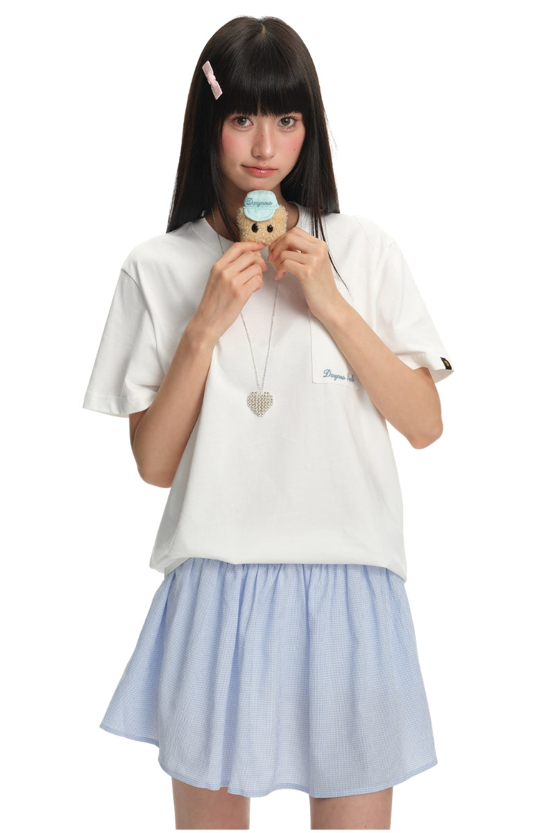 DangerousPeople DSP Detachable D‑Pocket Retro Street Loose Drop‑Shoulder T‑Shirt