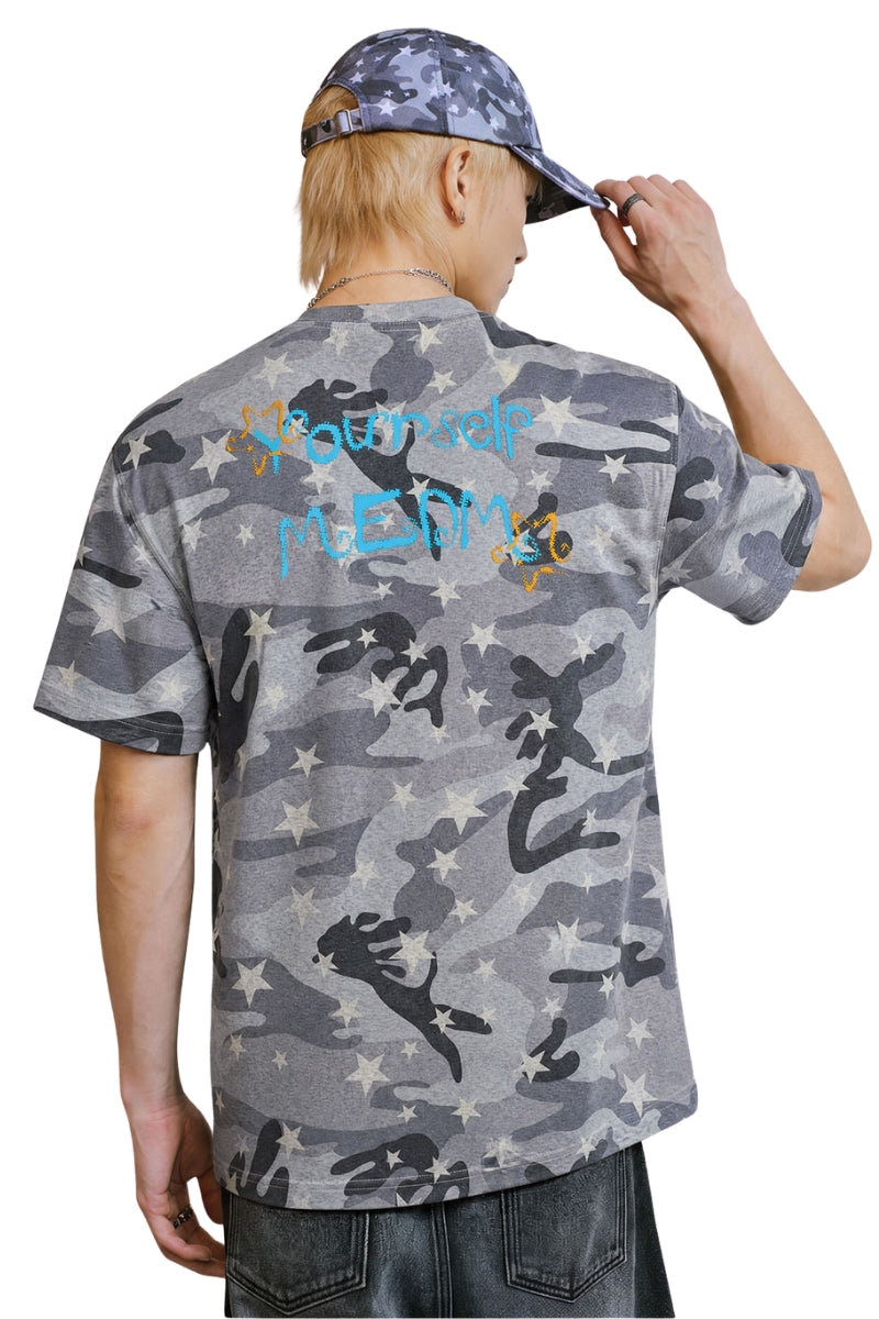 MEDM Camo Star All-Over Graffiti Logo Loose Vintage Tee