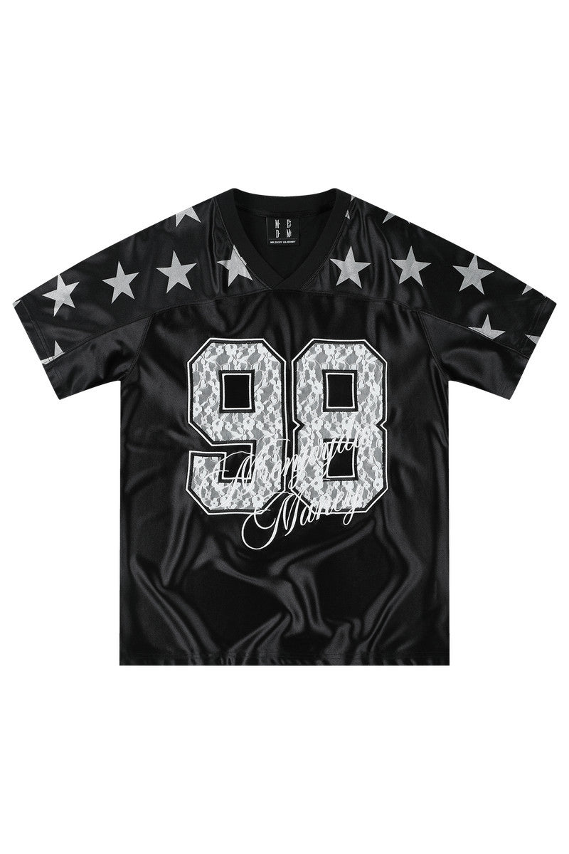 MEDM 2026 Star Number V-Neck Jersey Women Sporty Loose Short Sleeve T-Shirt