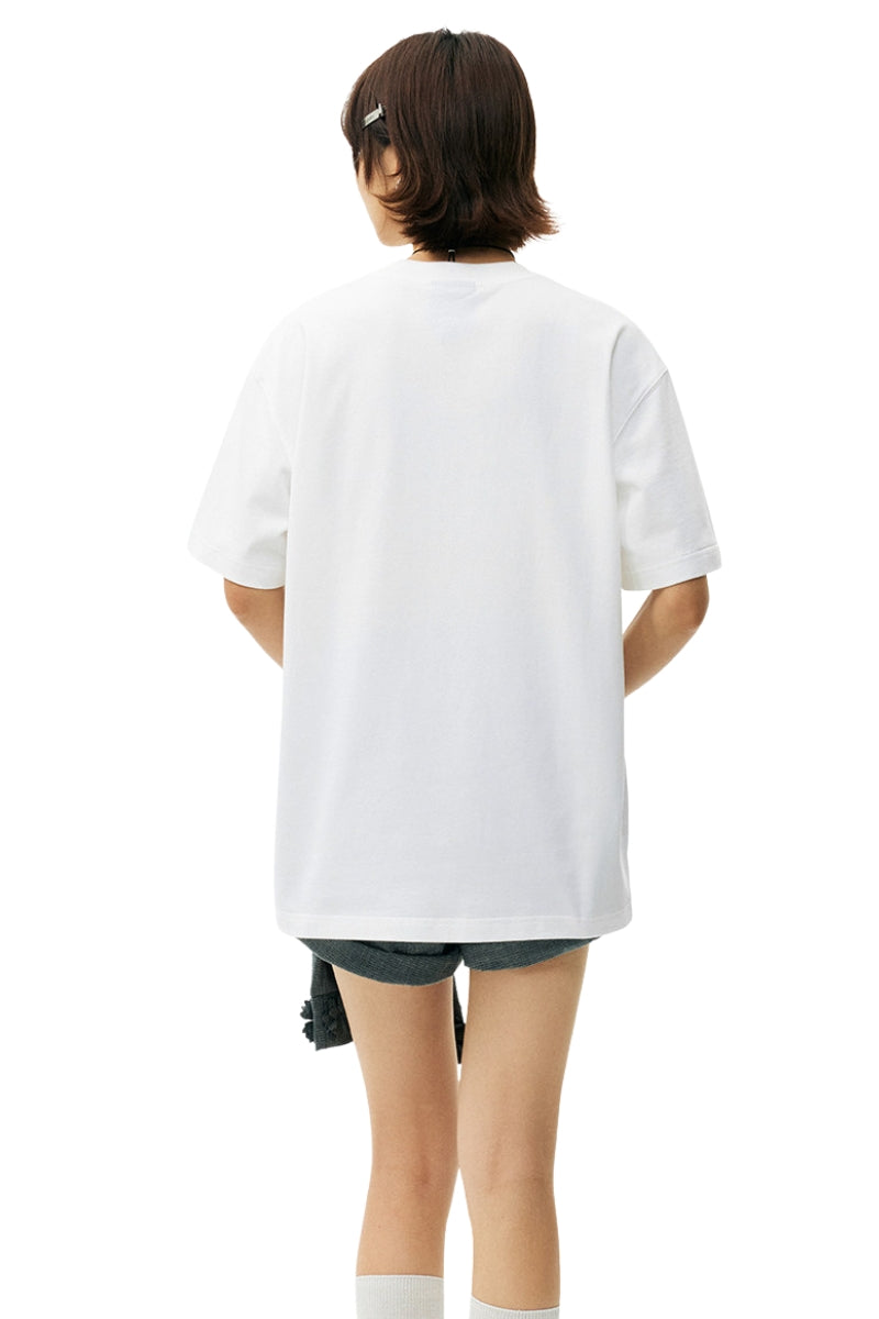 MEDM 3D Rhinestone Letter Heavy Cotton T-shirt Unisex