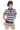 BJHG Summer Retro Women T‑Shirt Striped Collared Color‑Block Polo Casual Fashion Top