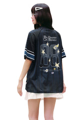 MEDM x YUY Yu Collab Print Letter Embroidery Polo Jersey Tee