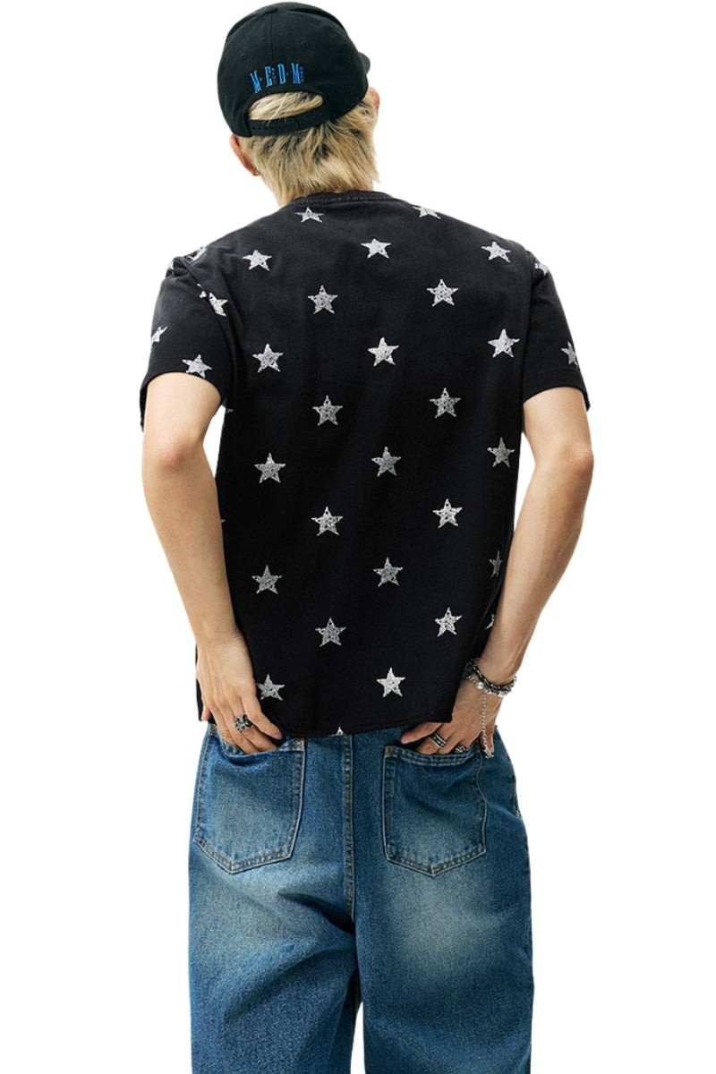 MEDM Contrast Star Logo Vintage Loose Unisex T-shirt