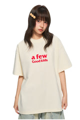 AFGK Basic Double Row Logo Color Block Tee Unisex American Casual T-shirt