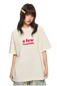 AFGK Basic Double Row Logo Color Block Tee Unisex American Casual T-shirt