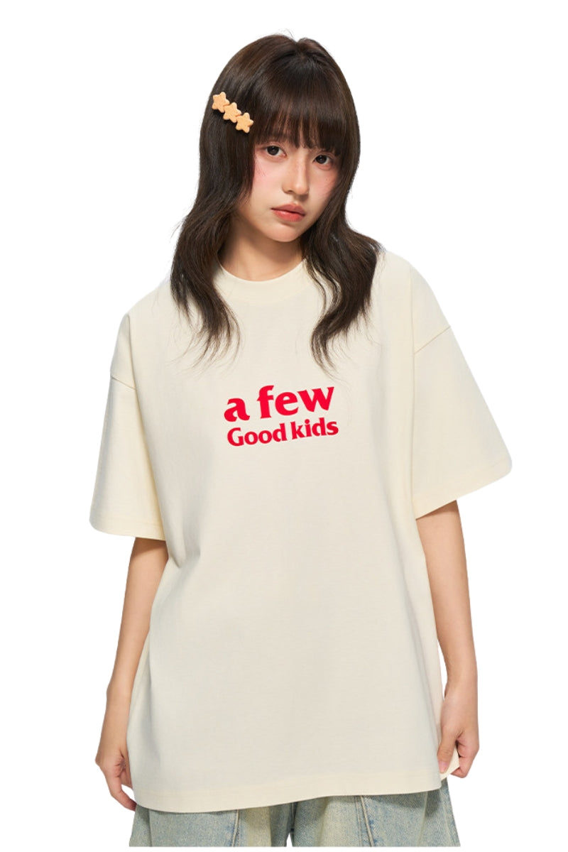 AFGK Basic Double Row Logo Color Block Tee Unisex American Casual T-shirt