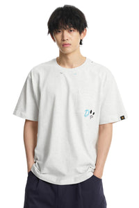 Dangerouspeople DSP Colorful Wave Embroidery 100% Cotton Loose Tee