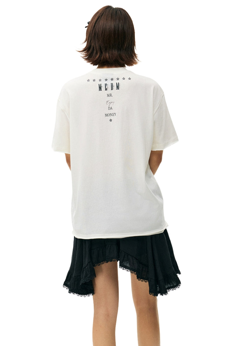 MEDM Poem Print Knit Crew Neck Unisex Tee