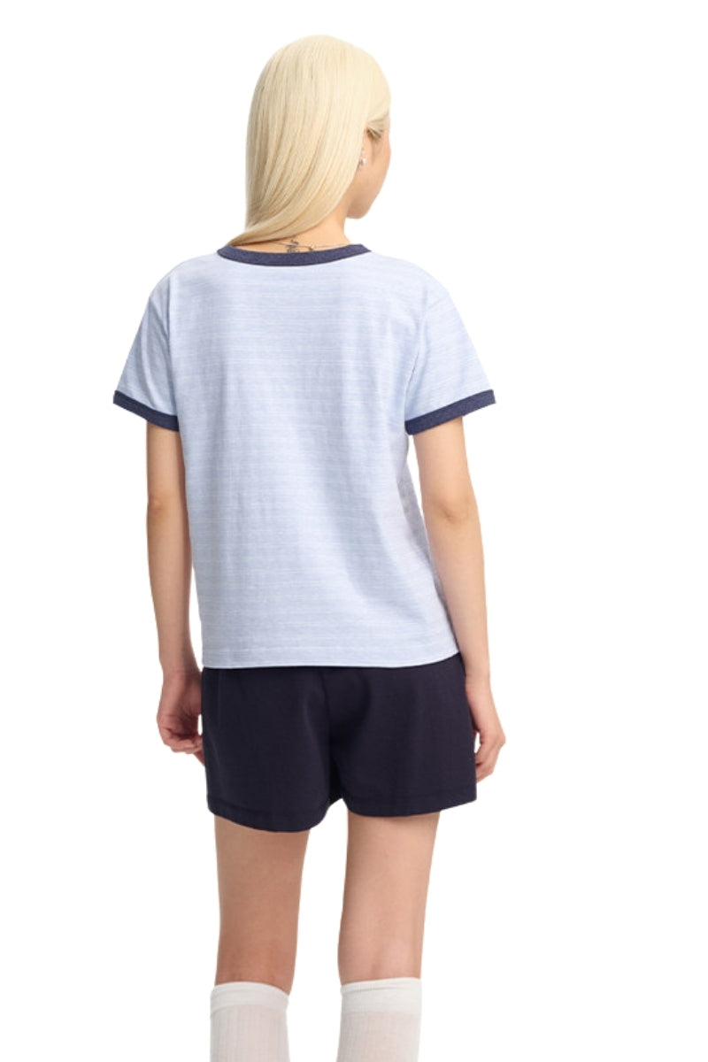 Dangerouspeople DSP Fun Stripe Patchwork Fitted Women's Cotton T‑Shirt