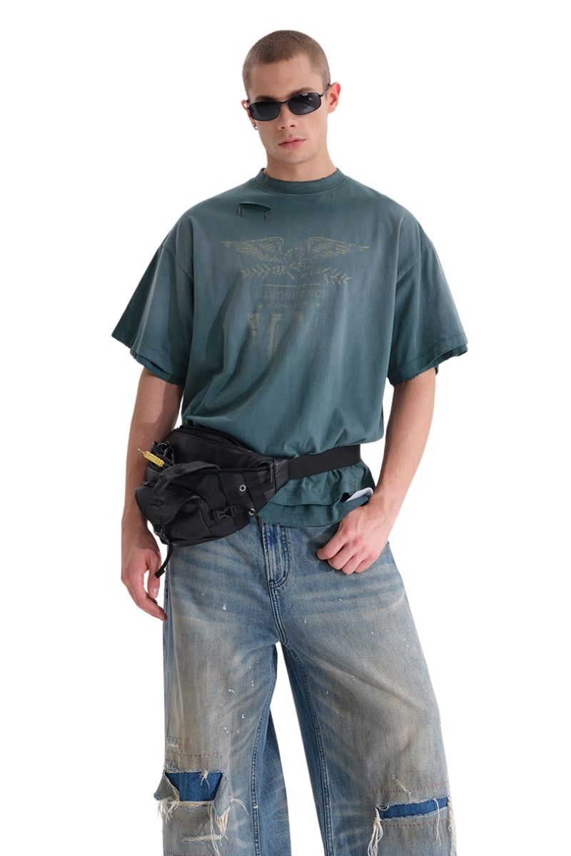 MASONPRINCE | No.10 Eagle Logo Double Layer Loose Tee