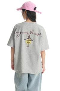 DangerousPeople DSP｜Paper‑Bag‑Head Glow‑in‑Dark Print Cotton Oversized T‑Shirt