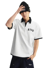 MEDM Air Layer Fake Two Piece Loose Polo Shirt Unisex Summer Lapel Tee