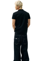 MEDM Patch Embroidery Stand Collar Unisex T-Shirt